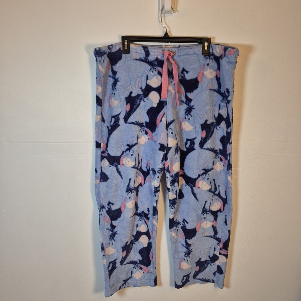 Disney Eeyore Plush Pajama Pants Womens XL (16-18) Blue Winnie The Pooh